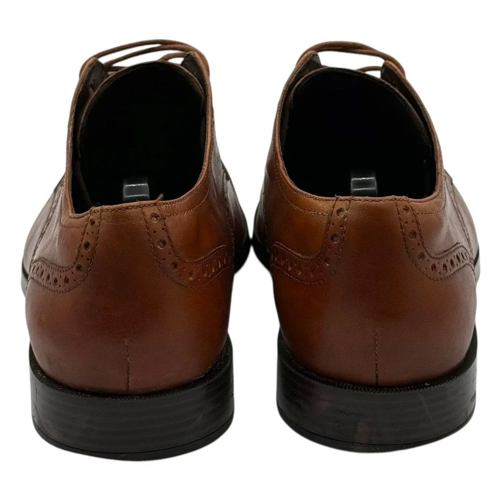 Cole Haan Grand.OS Men Brown Leather Oxford Shoes‎ Size 9W Classic Dress Wingtip